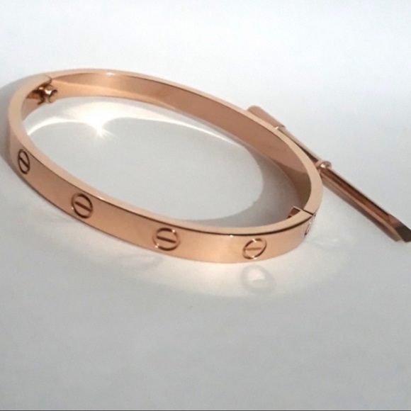 NEW Love Screw Bangle Bracelet in Rose Gold - Picture 4 of 6